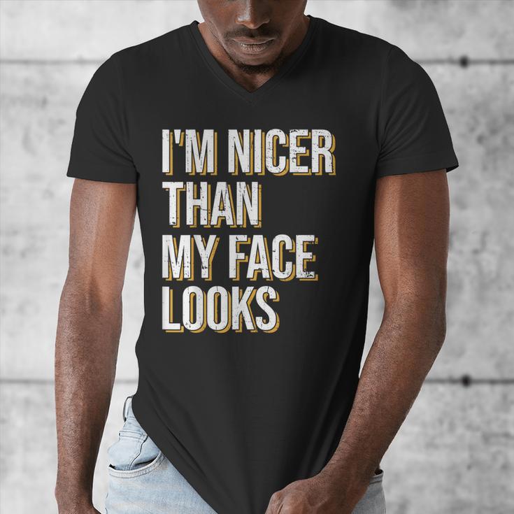 I'm Nicer Than My Face Looks Introverted Introverts Men's V-Neck T-Shirt