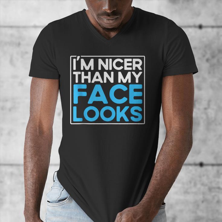 I'm Nicer Than My Face Looks Shy People Introverts Men's V-Neck T-Shirt
