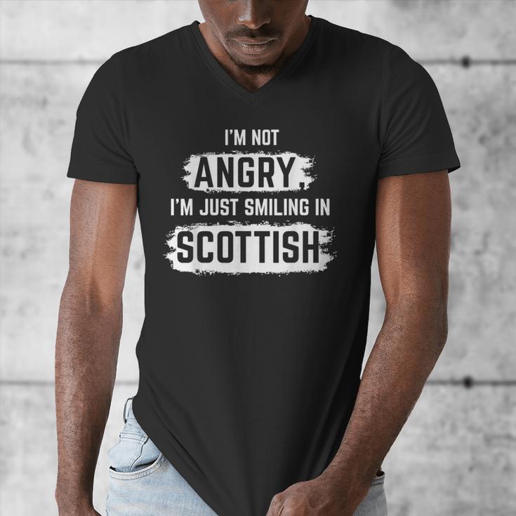 I'm Not Angry I'm Just Smiling In Scottish Dad Fun Scotland Men's V-Neck T-Shirt