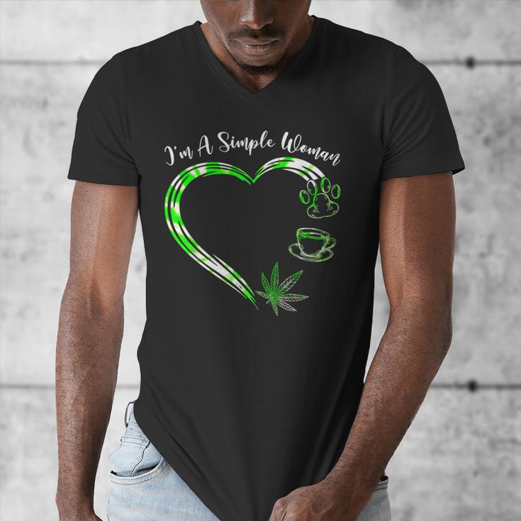 I'm A Simples Woman Loves Weed Coffee And Dog Dad Mom Men's V-Neck T-Shirt