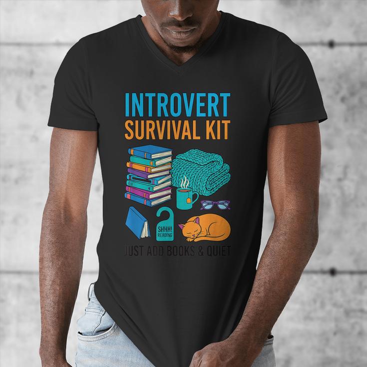Introvert Book Lover Introvert Survival Kit Men's V-Neck T-Shirt
