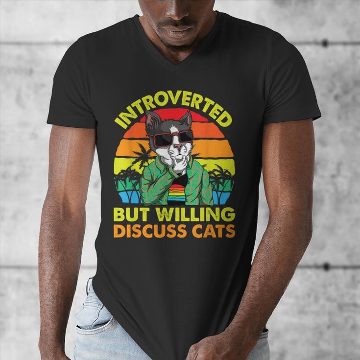 Introvert Cats Sarcasm Cat Lover Introverts Men's V-Neck T-Shirt Introvert Cats Sarcasm Cat Lover Introverts Men's V-Neck T-Shirt