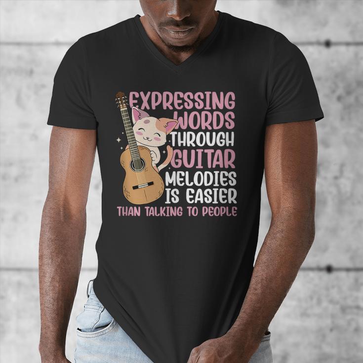 Introvert Guitarist Expressing Words Through Guitar Melody Men's V-Neck T-Shirt Introvert Guitarist Expressing Words Through Guitar Melody Men's V-Neck T-Shirt