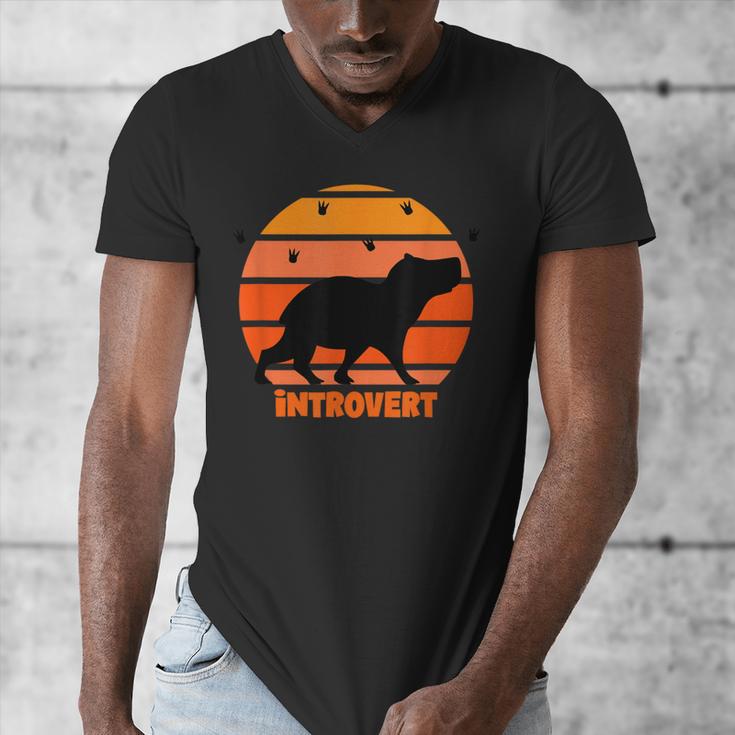 Introvert Retro Sunset Capybara Tee Men's V-Neck T-Shirt Introvert Retro Sunset Capybara Tee Men's V-Neck T-Shirt