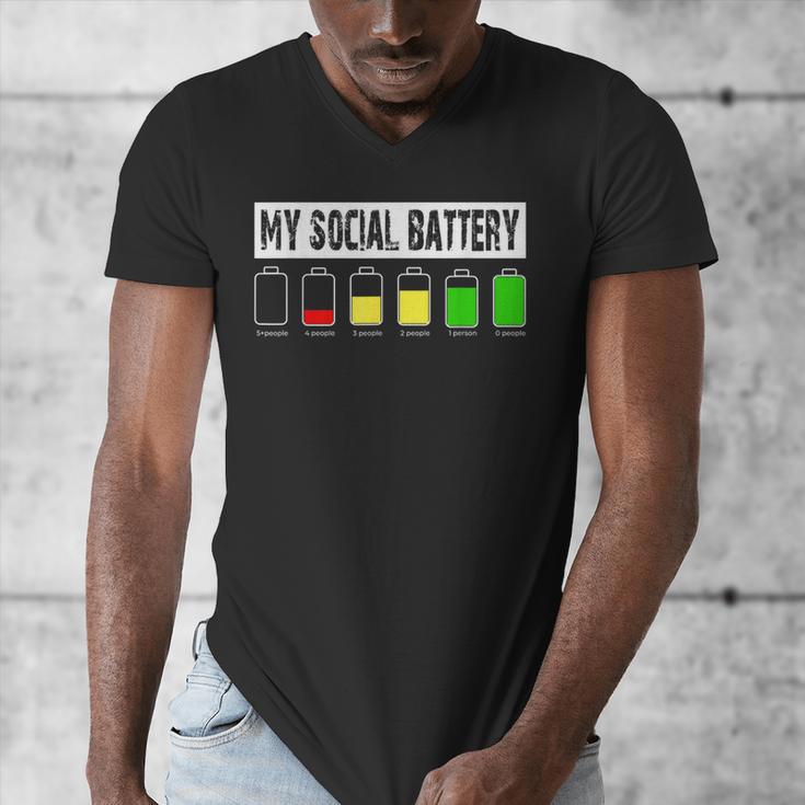 Introvert My Social Battery Low Level Graphic Men's V-Neck T-Shirt Introvert My Social Battery Low Level Graphic Men's V-Neck T-Shirt