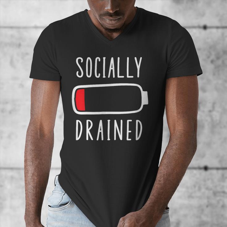 Introvert Socially Drained Battery Men's V-Neck T-Shirt