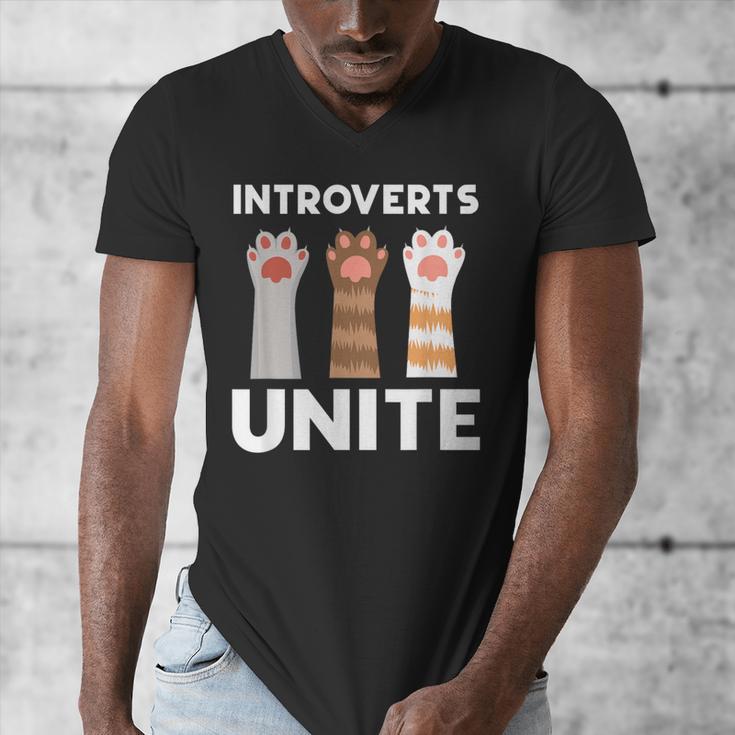Introvert Unite Kitty Paws Raise Introverted Gathering Men's V-Neck T-Shirt Introvert Unite Kitty Paws Raise Introverted Gathering Men's V-Neck T-Shirt