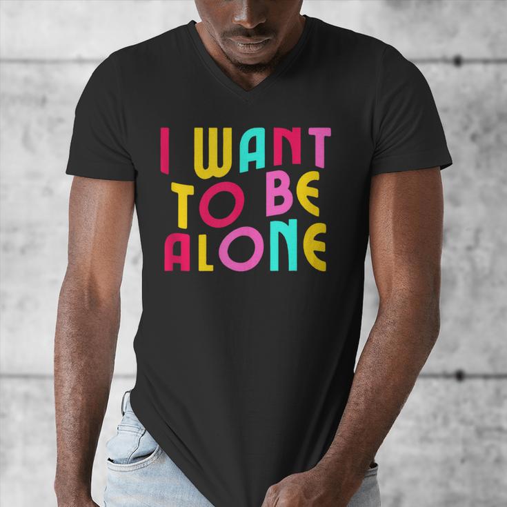 Introvert I Want To Be Alone Retro Wavy Men's V-Neck T-Shirt Introvert I Want To Be Alone Retro Wavy Men's V-Neck T-Shirt