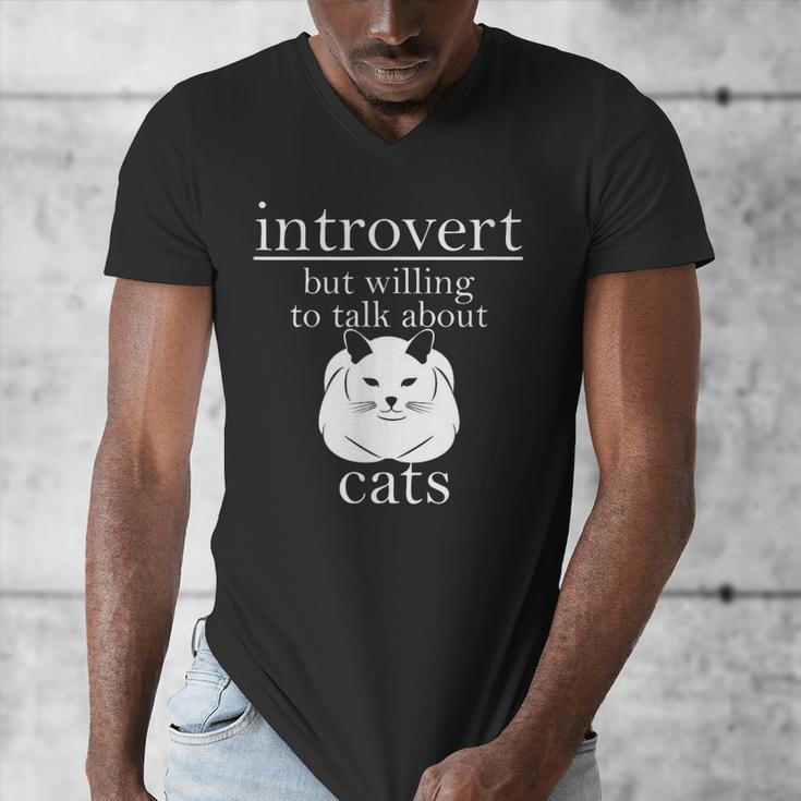 Introvert But Willing To Talk About Cats Men's V-Neck T-Shirt Introvert But Willing To Talk About Cats Men's V-Neck T-Shirt