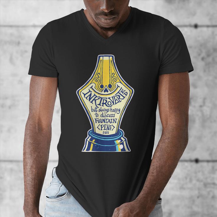 Introverted Fountain Pen Enthusiast Smiling Face Men's V-Neck T-Shirt Introverted Fountain Pen Enthusiast Smiling Face Men's V-Neck T-Shirt