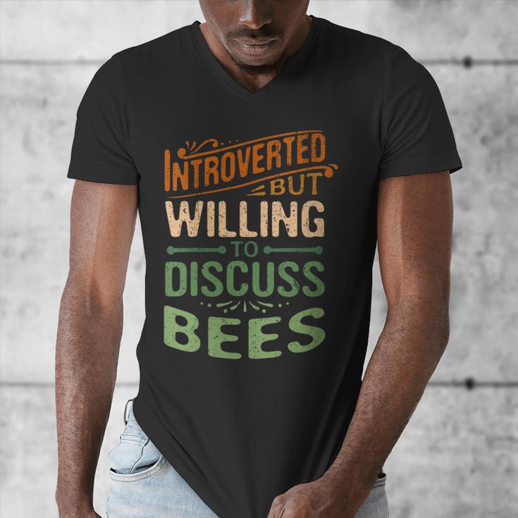 Introverted But Willing To Discuss Bees Animal Meme Men's V-Neck T-Shirt