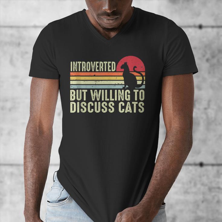 Introverted But Willing To Discuss Cats Kitten Pet Lover Men's V-Neck T-Shirt Introverted But Willing To Discuss Cats Kitten Pet Lover Men's V-Neck T-Shirt
