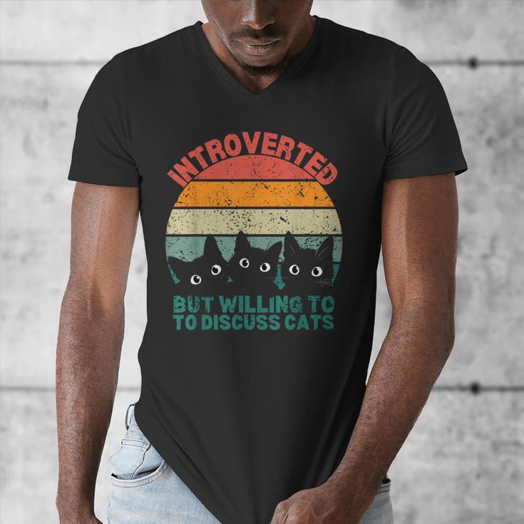 Introverted But Willing To Discuss Cats Men's V-Neck T-Shirt Introverted But Willing To Discuss Cats Men's V-Neck T-Shirt