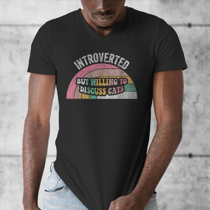 Introverted But Willing To Discuss Cats Rainbow Men's V-Neck T-Shirt