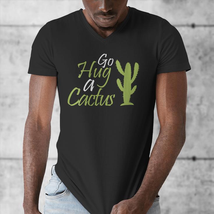 Introverts Sassy Saying Sassy Quote No Hugs Go Hug Cactus Men's V-Neck T-Shirt