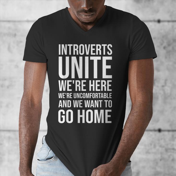 Introverts Unite We'Re Here We'Re Uncomfortable Men's V-Neck T-Shirt