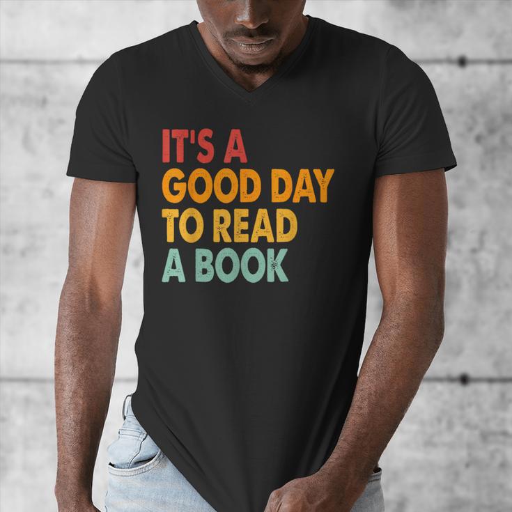 It's A Good Day To Read A Book Retro Vintage Teacher Men's V-Neck T-Shirt