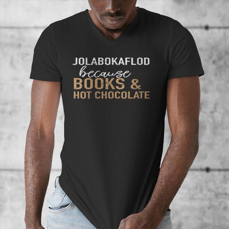 Jolabokaflod Because Books And Hot Chocolate Men's V-Neck T-Shirt