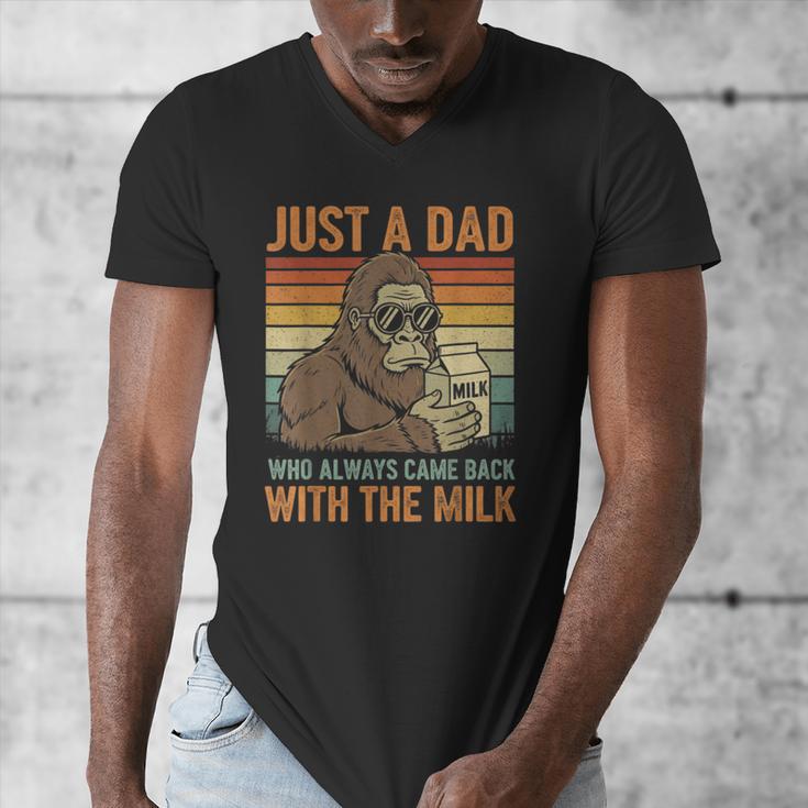 Just A Dad Who Always Came Back With The Milk Daddy Men's V-Neck T-Shirt