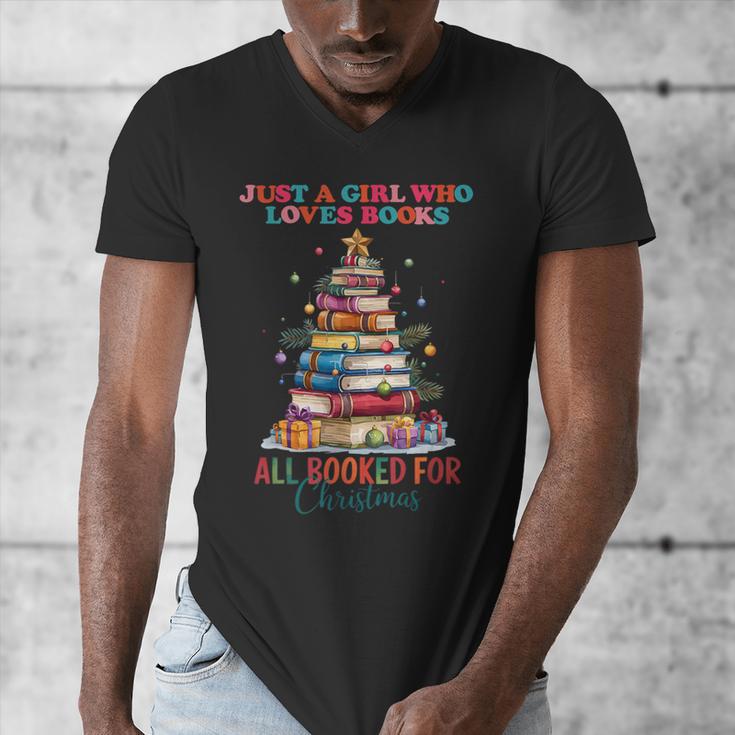 Just a Girl Who Loves Books All Booked For Christmas Men's V-Neck T-Shirt