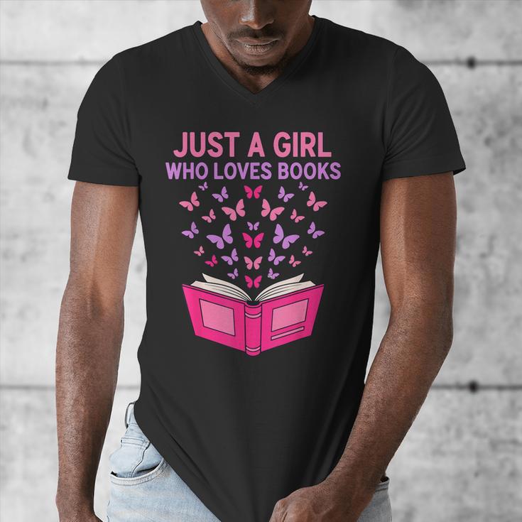 Just A Girl Who Loves Books Butterflies Reading Men's V-Neck T-Shirt