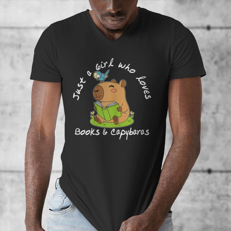 Just a Girl Who Loves Books And Capybaras Men's V-Neck T-Shirt Just a Girl Who Loves Books And Capybaras Men's V-Neck T-Shirt