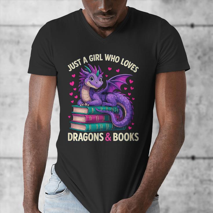 Just a Girl Who Loves Dragons And Books Reading Men's V-Neck T-Shirt