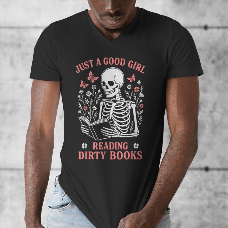 Just A Good Girl Reading Dirty Books Dark Romance Men's V-Neck T-Shirt