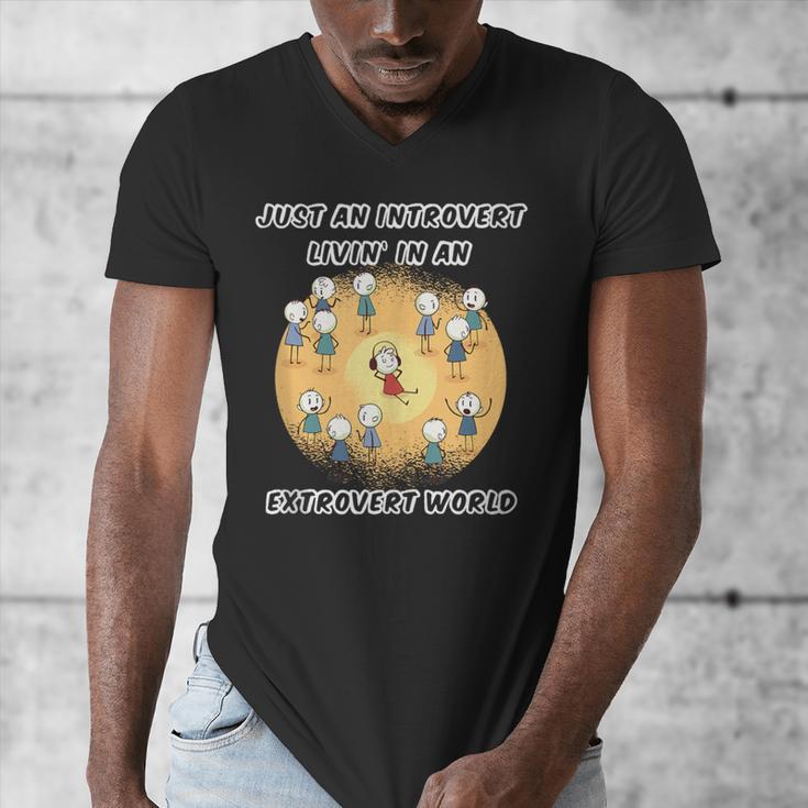 Just An Introvert Living In An Extrovert World Stickmen Men's V-Neck T-Shirt Just An Introvert Living In An Extrovert World Stickmen Men's V-Neck T-Shirt