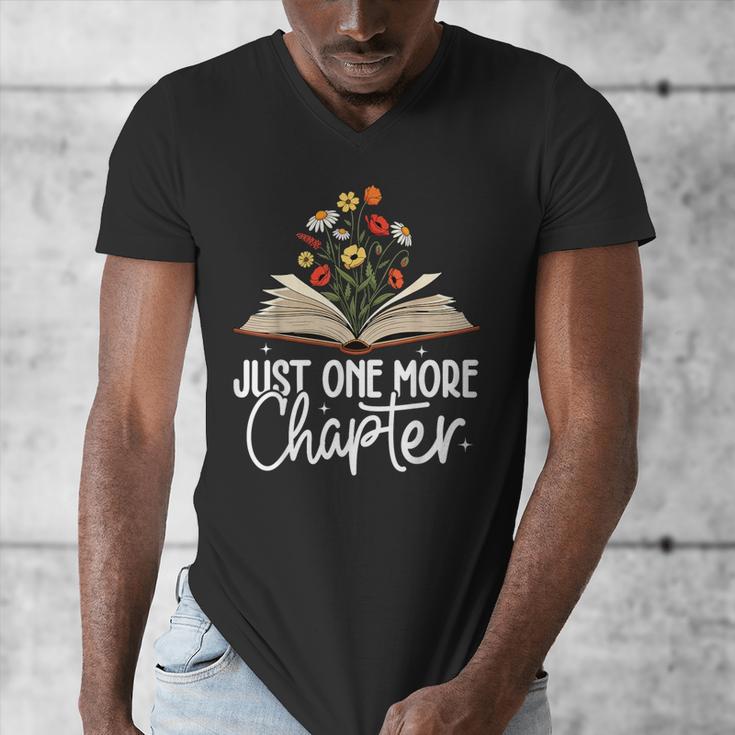 Just One More Chapter Floral Book Reading Girl Bookworm Men's V-Neck T-Shirt