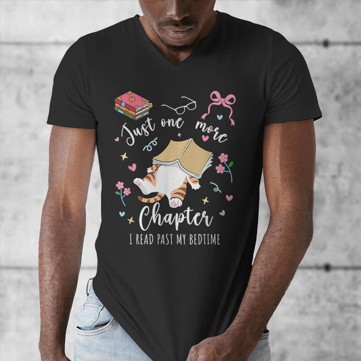 Just One More Chapter I Read Past My Bedtime Cat Book Lover Men's V-Neck T-Shirt