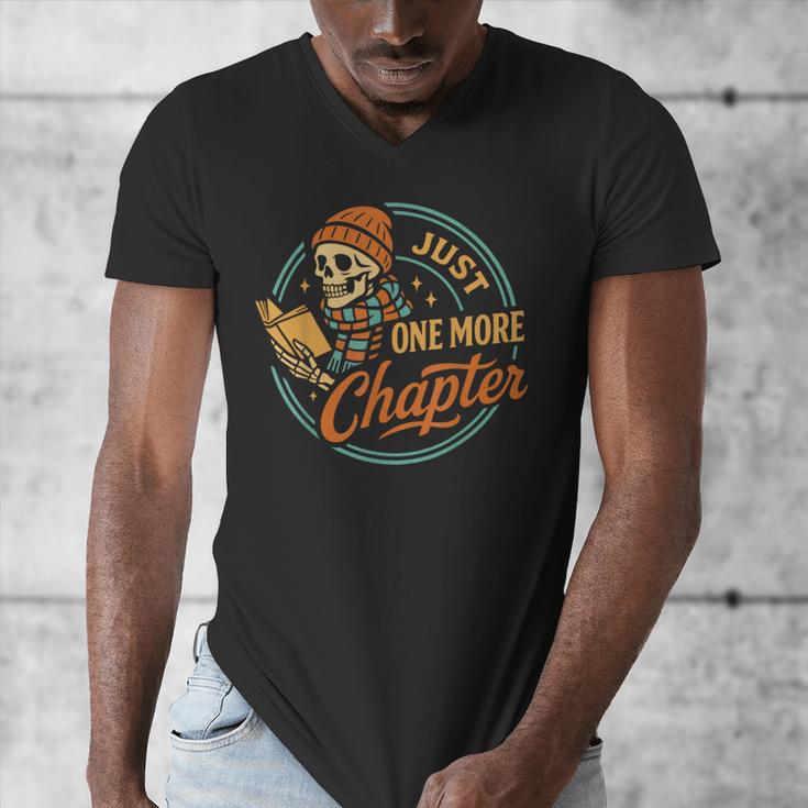Just One More Chapter Skeleton Reading Book Scaft Beanie Men's V-Neck T-Shirt