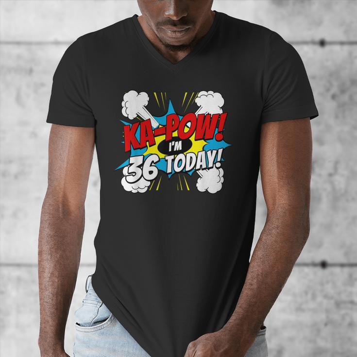 Ka-Pow 36 Years Old Comic Book 36th Birthday Super Hero Men's V-Neck T-Shirt
