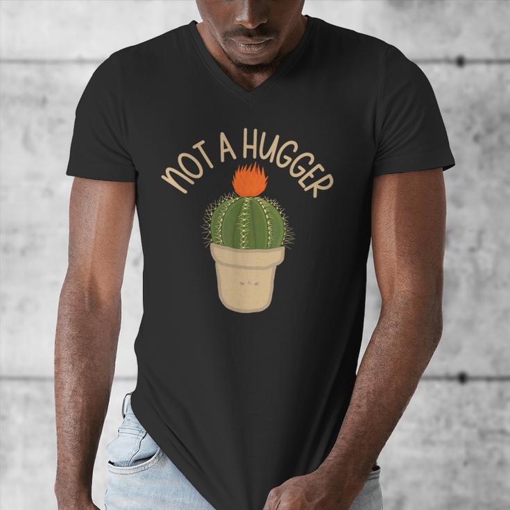 Kawaii Grumpy Cactus Not a Hugger Plant Introvert Men's V-Neck T-Shirt