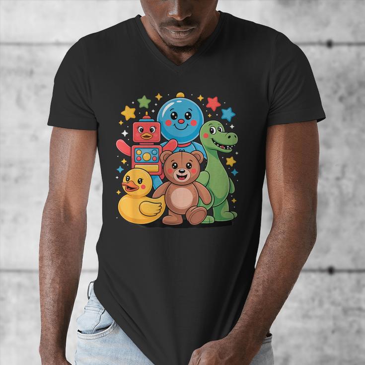 Kidcore Aesthetic Retro Vibes Colorful Cartoon Nostalgia Men's V-Neck T-Shirt