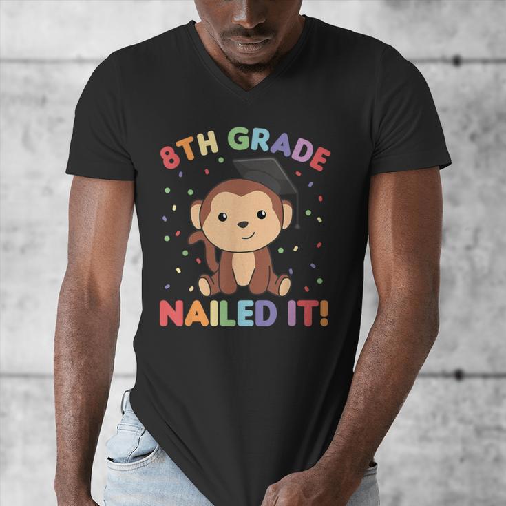 Kids 8th Grade Nailed It Monkey Graduation Men's V-Neck T-Shirt