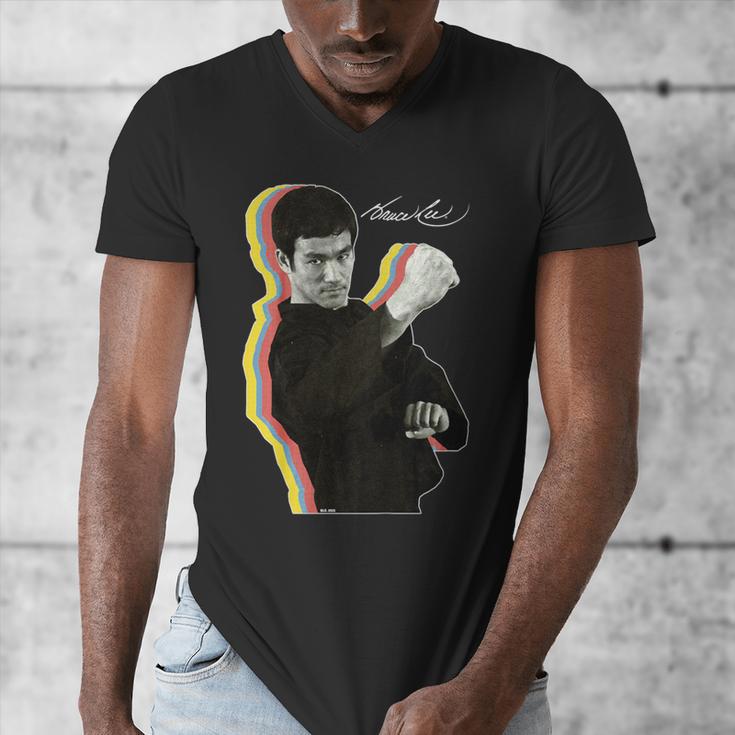 Kids Bruce Lee Photo From Fighting Method Book Kids Men's V-Neck T-Shirt Kids Bruce Lee Photo From Fighting Method Book Kids Men's V-Neck T-Shirt