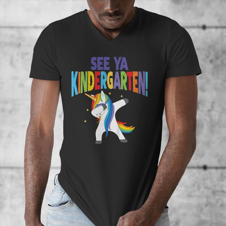 Kids Dabbing Unicorn Kindergarten Graduation See Ya Men's V-Neck T-Shirt