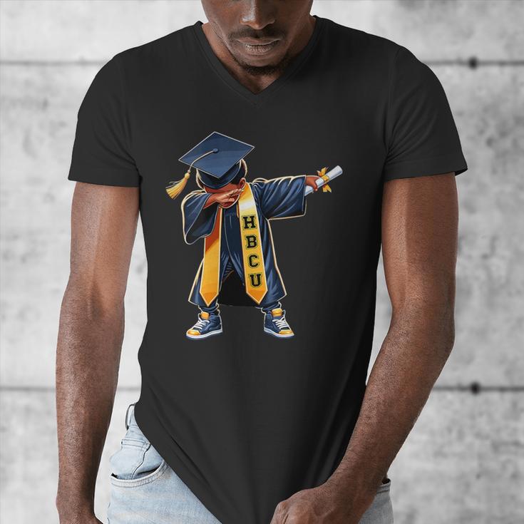 Kids HBCU Boys Grad Dabbing Graduation Men's V-Neck T-Shirt