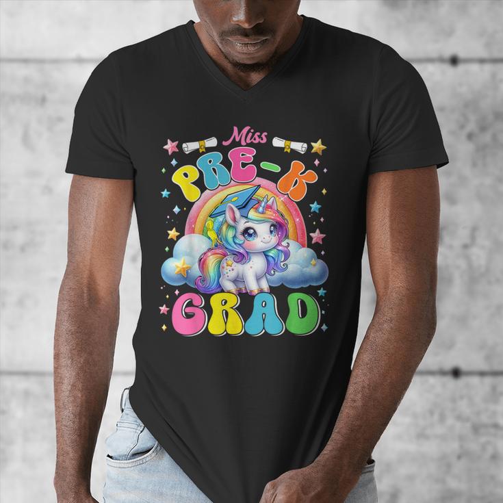 Kids Miss Pre-K Grad Graduation Cute Unicorn Rainbow Girls Men's V-Neck T-Shirt