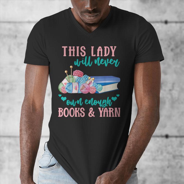 THIS LADY Will Never Own Enough BOOKS & YARN Men's V-Neck T-Shirt THIS LADY Will Never Own Enough BOOKS & YARN Men's V-Neck T-Shirt