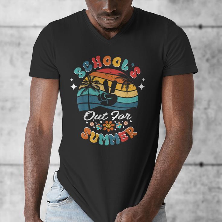 Last Day Of School Groovy Graduation School's Out For Summer Men's V-Neck T-Shirt