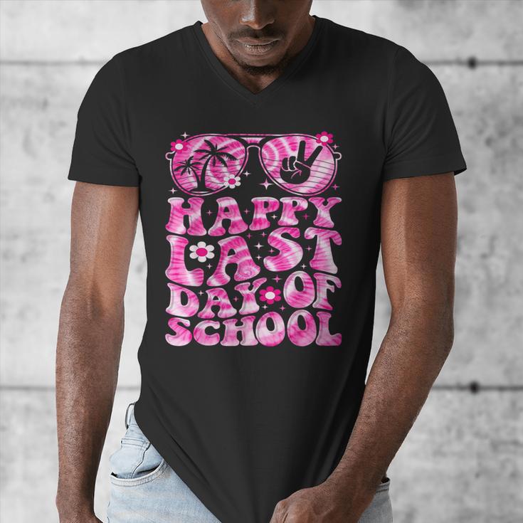 Last Day Of School Teacher Students School Graduation Groovy Men's V-Neck T-Shirt