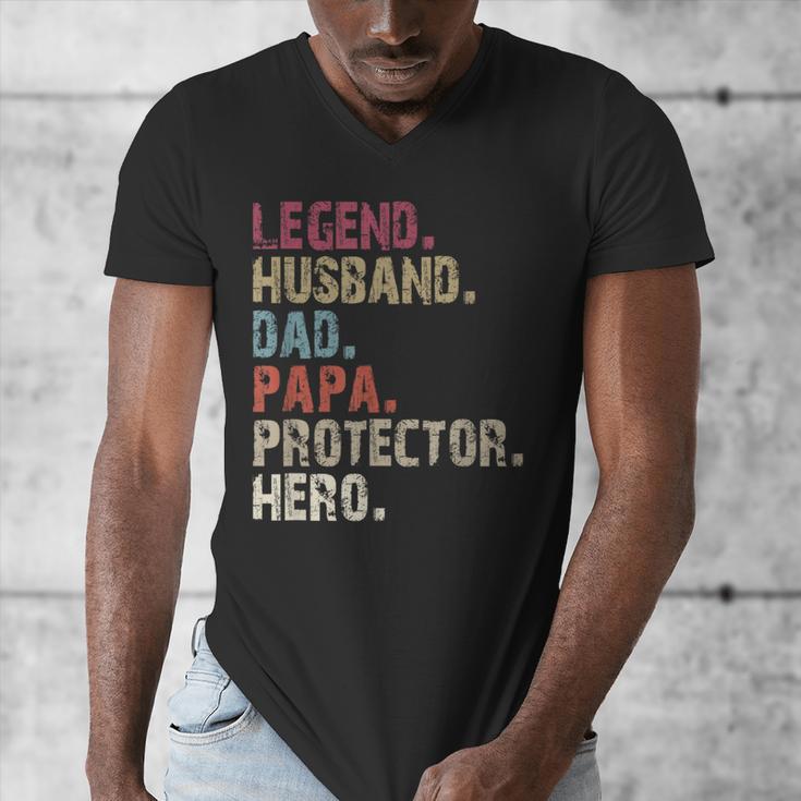 Legend Husband Dad Papa Protector Hero For Dad Men's V-Neck T-Shirt