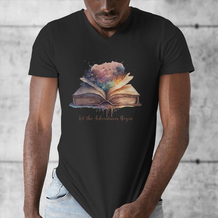 Let The Adventures Begin Book Lovers Magical Whimsical Art Men's V-Neck T-Shirt