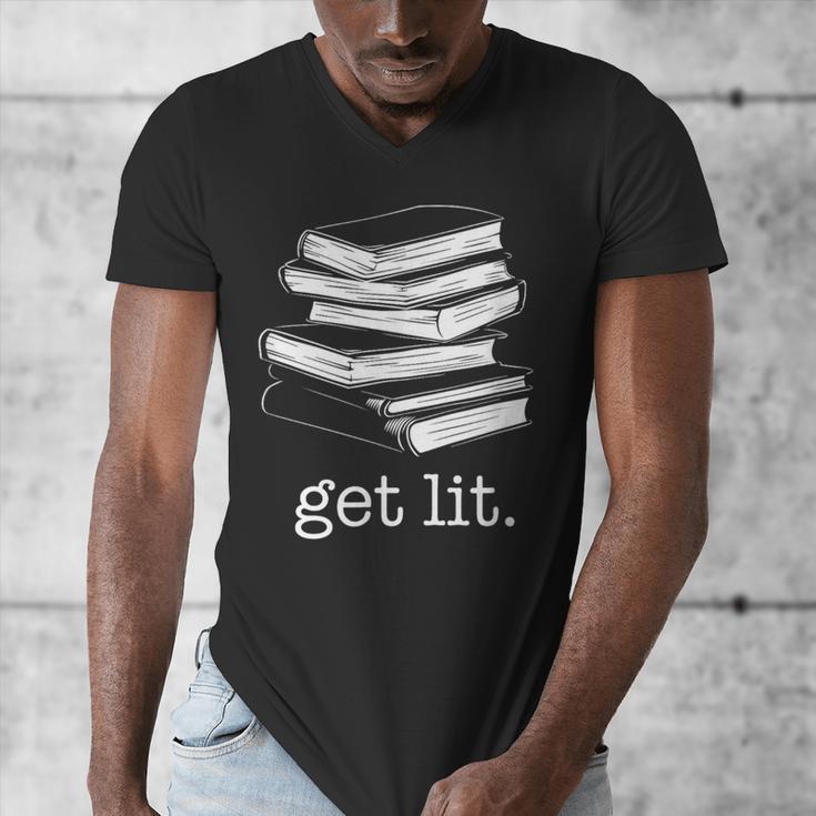 Let's Get Lit Books Men's V-Neck T-Shirt