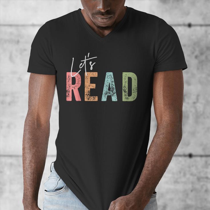Let's Read Book Nerd Reading Book Lover Librarian Teacher Men's V-Neck T-Shirt