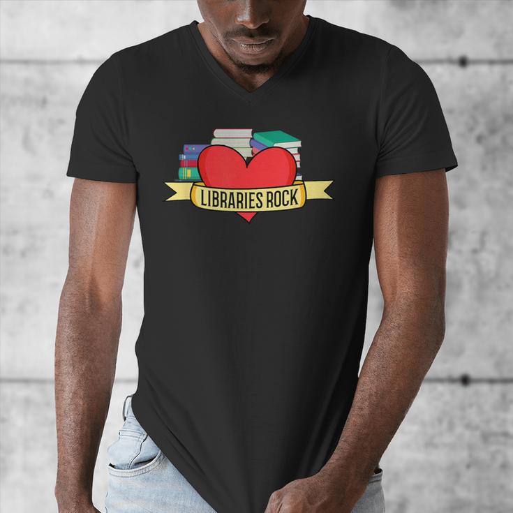 Librarian Library Assistant Libraries Rock Book Lover Men's V-Neck T-Shirt Librarian Library Assistant Libraries Rock Book Lover Men's V-Neck T-Shirt