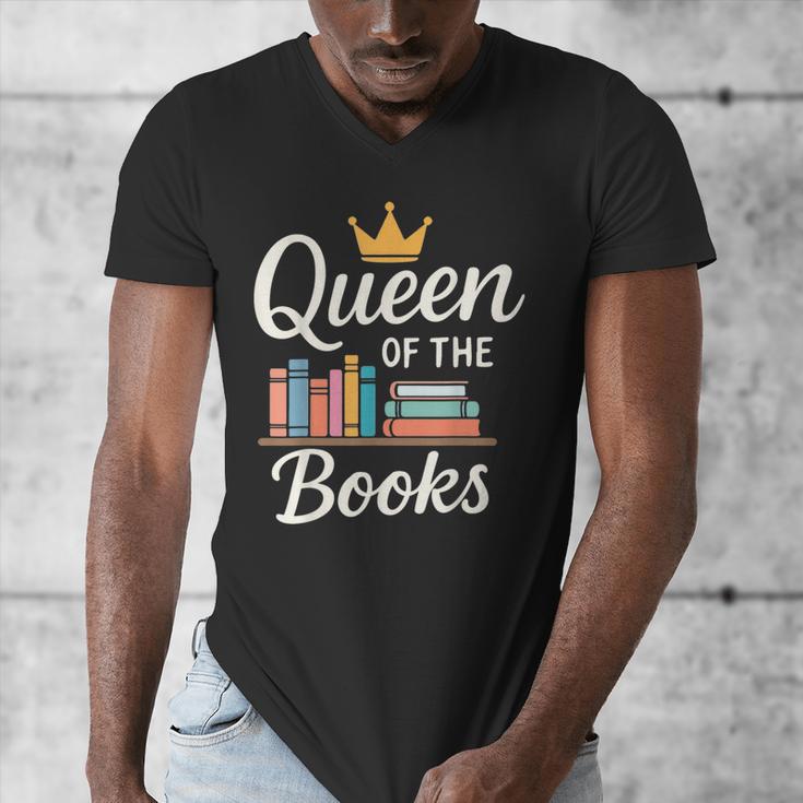 Librarian Queen Of The Books Book Reading Library Men's V-Neck T-Shirt Librarian Queen Of The Books Book Reading Library Men's V-Neck T-Shirt
