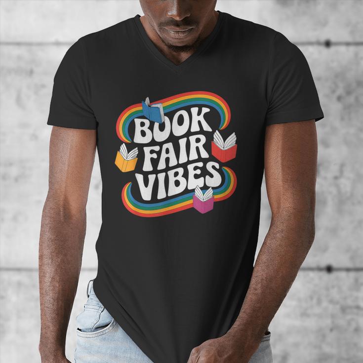 Library Book Fair Vibe Groovy Retro School Reading Nostalgic Men's V-Neck T-Shirt Library Book Fair Vibe Groovy Retro School Reading Nostalgic Men's V-Neck T-Shirt